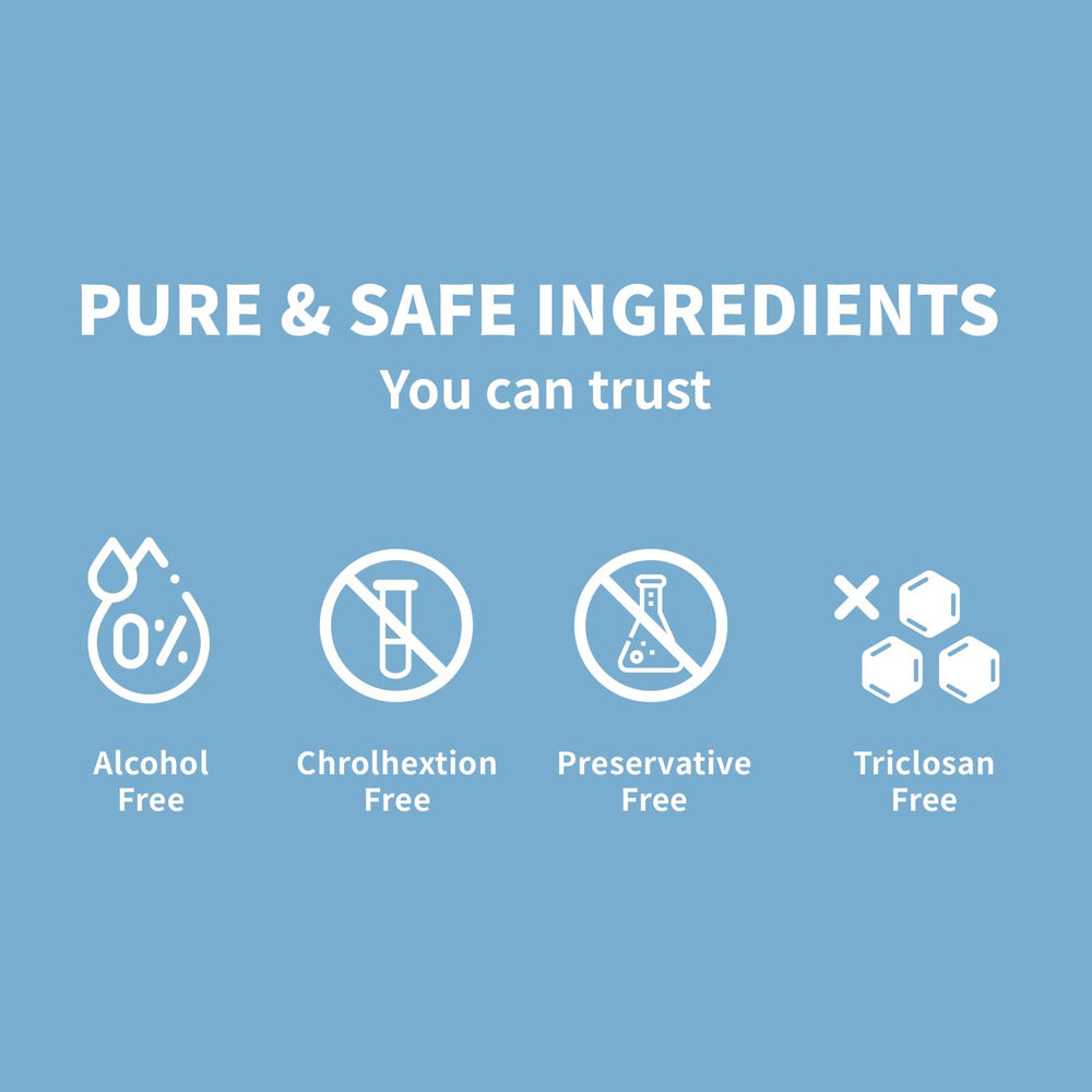 Alcohol-free and fluoride-free claims on the packaging