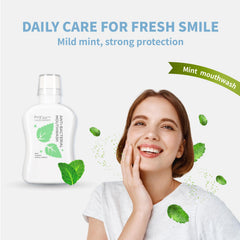 Mint flavor kid-friendly mouthwash bottle design
