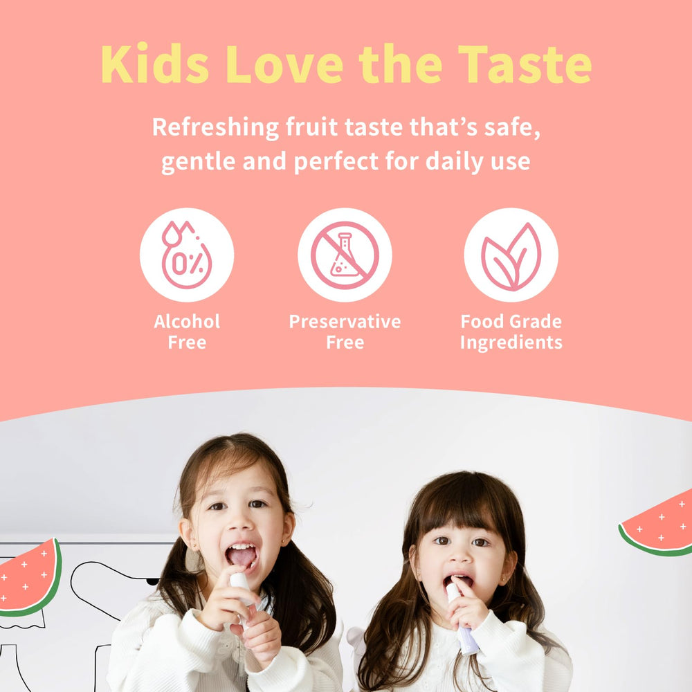 Kids-friendly watermelon-flavored oral spray packaging