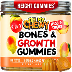 Front view of OH MY CHEWY Growth Increase Vitamin Gummies 60 count