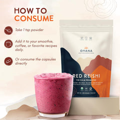 Organic ingredients visuals for Ohana Red Reishi