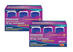 Ohm Omeprazole 20mg tablets in bottle front view for daily heartburn support.