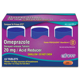 Ohm Omeprazole 20mg tablets packaging signals reliable 24-hour heartburn relief option.