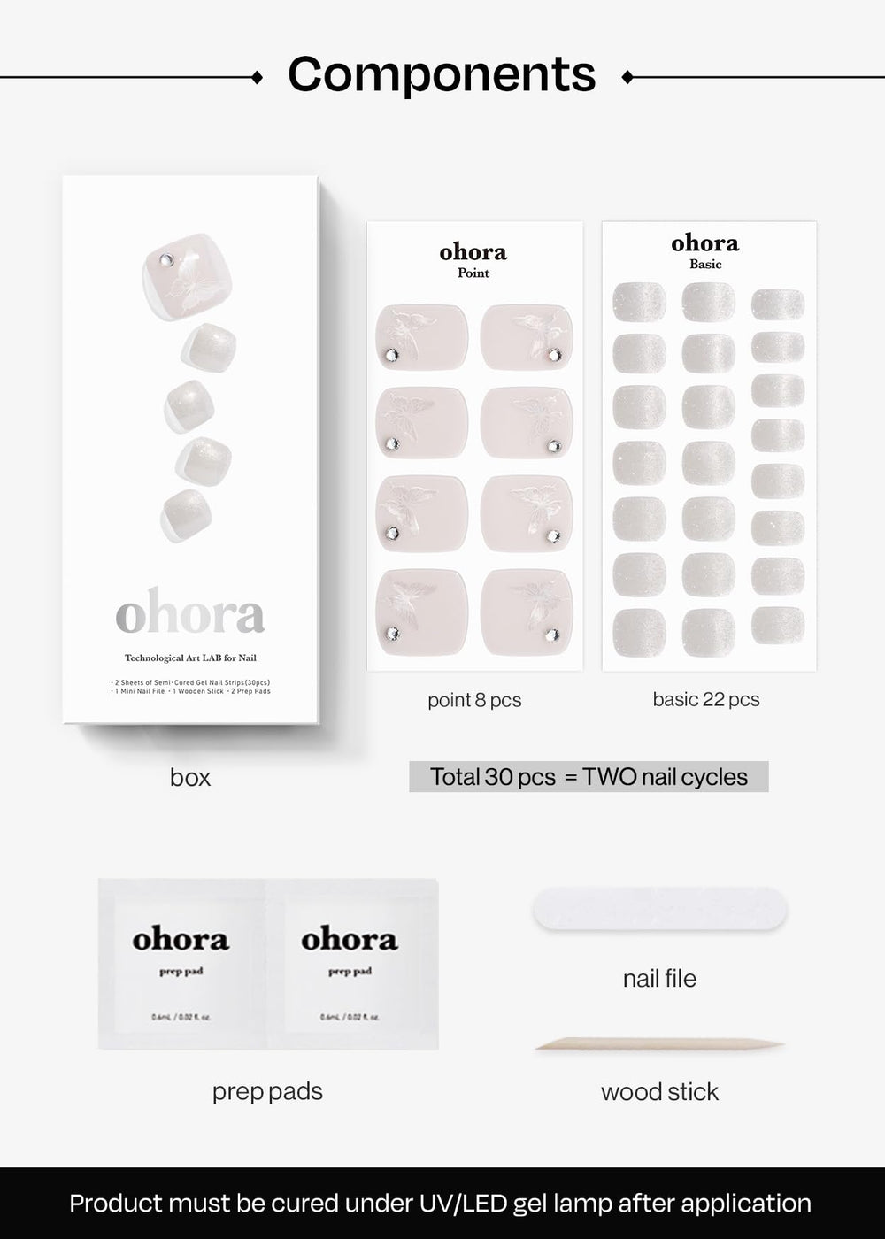 ohora Gel Lamp curing steps under UV/LED for a durable finish.