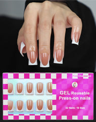 OIFEN 16-size short duck nails kit with brown French tips for at-home salon results.