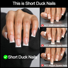 OIFEN duck nails close-up showing brown French tips and natural look.