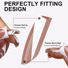 OIFEN brown French duck nails kit inside with tools for easy manicure.