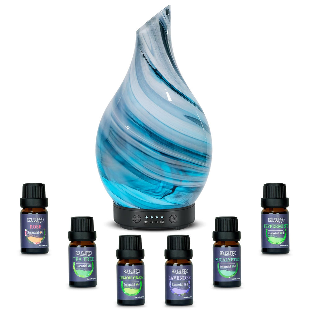 Oil diffuser with glass cover and 7 LED color lights