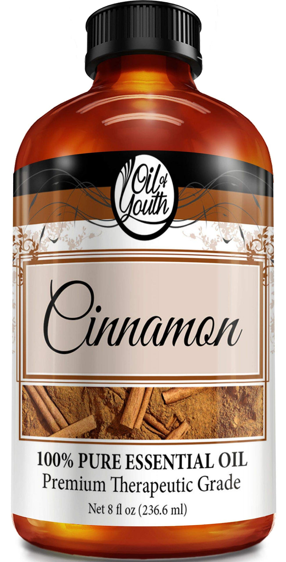 Oil of Youth Cinnamon Essential Oil 8oz bottle with premium label