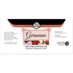 Close-up of Oil of Youth Geranium oil label