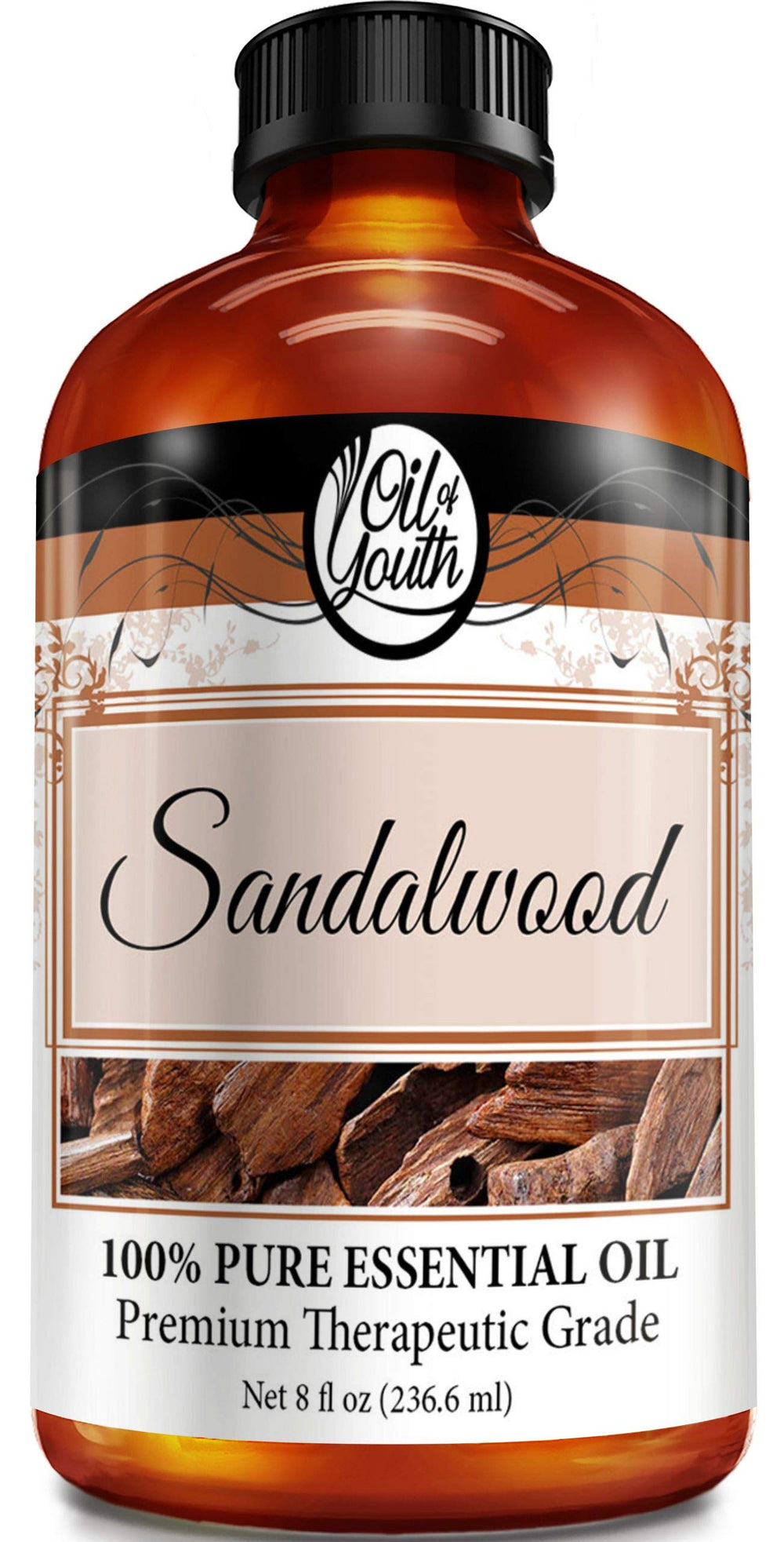 Oil of Youth Sandalwood essential oil bottle 8 oz front view