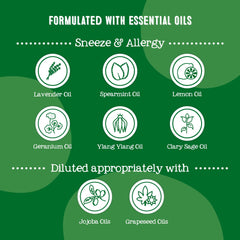 Applying roll-on behind child's ears for allergy relief