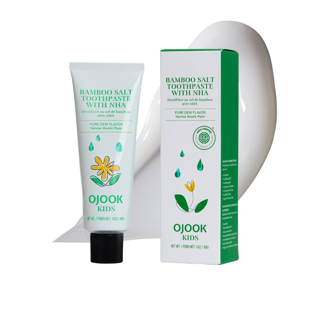 OJOOK Kids Fluoride-Free Bamboo Salt Toothpaste packaging front