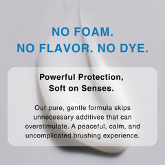 Toothpaste tube displaying fluoride-free claim