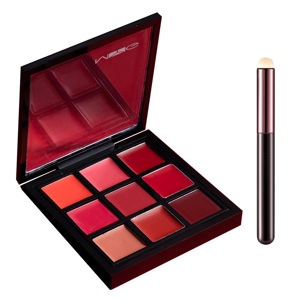 Okerker 9-Color Lipstick Palette close-up showing versatile shades for day-to-night looks.