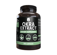 Front view of Okra Extract capsules bottle