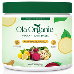 Front view of Ola Organic Greens 270g jar