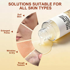 OLACLUK Pore-refining action appears on smooth, even-toned skin close-up.
