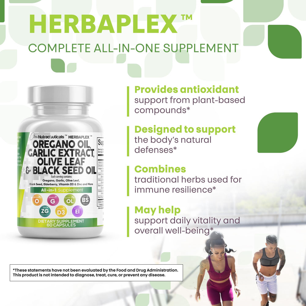 Olive leaf, oregano oil, and capsules combination image