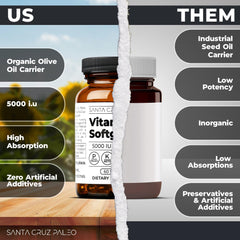 Illustration showing olive oil as the carrier for D3 softgel