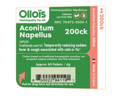 Close-up of 80 Aconitum Napellus pellets