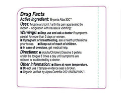 Front view of OLLOIS Bryonia 30C bottle containing 80 pellets, pack of 3