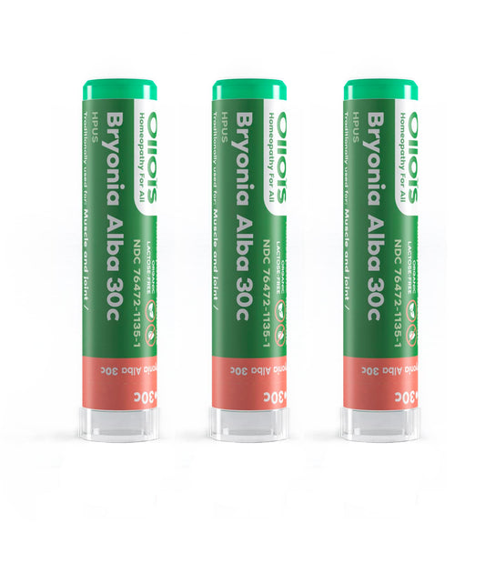 OLLOIS Bryonia 30C Organic Homeopathic Medicine bottle and packaging, pack of 3