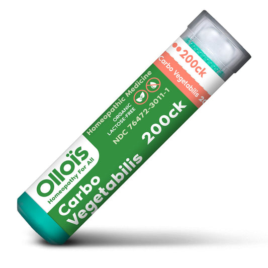 Bottle of OLLOIS Carbo Vegetabilis 200ck with 80 pellets
