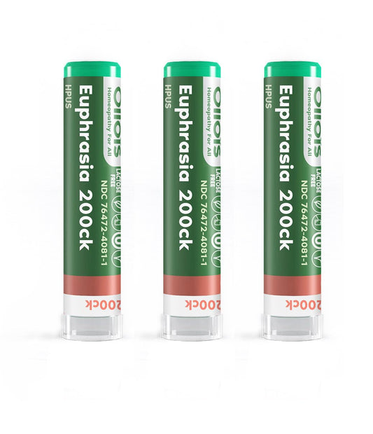 OLLOIS Euphrasia 200ck Organic Homeopathic Medicine bottle with 80 pellets (Pack of 3)
