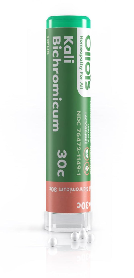 OLLOIS Kali Bichromicum 30C organic lactose-free homeopathic medicine bottle with 80 pellets
