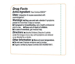 Packaging showing Nux Vomica 200ck potency and kosher status