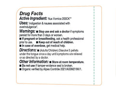 Organic certification label on OLLOIS Nux Vomica packaging