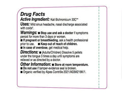 Organic certification label on Ollois Kali Bichromicum product