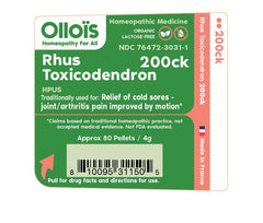 Close-up of Rhus Toxicodendron 200ck pellets