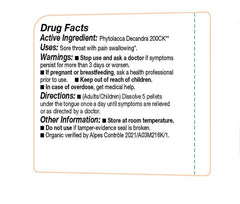 Organic, lactose-free and kosher homeopathic medicine label on OLLOIS packaging