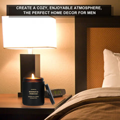 olorvela masculine home decor candle diffuses fragrance across living spaces.