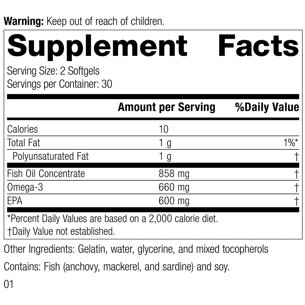 Product label for Olprima EPA by Standard Process