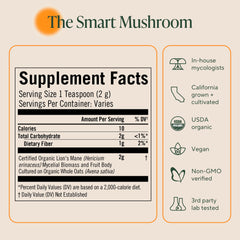 Packaging and label of Om Lion's Mane Mushroom Powder
