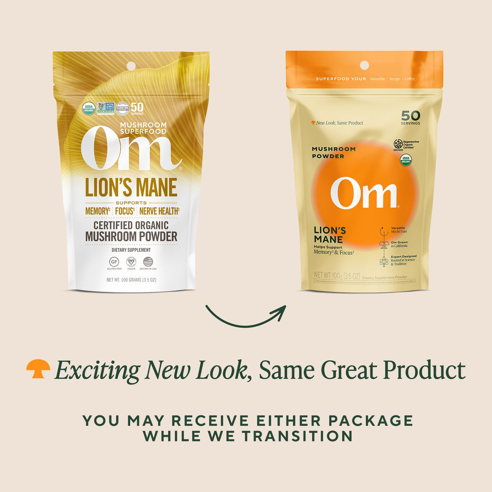 Serving size 2 g of Om Lion's Mane Mushroom Powder
