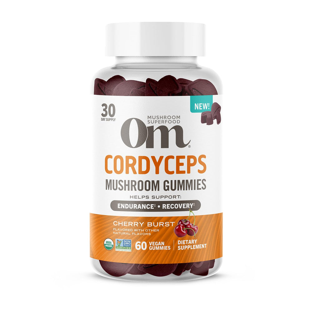 Bottle of OM Mushroom Cordyceps Gummies