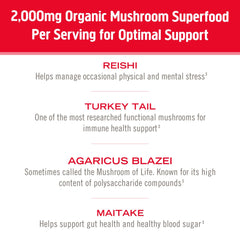 Graphic showing the seven-mushroom blend used in the Immune Support formula