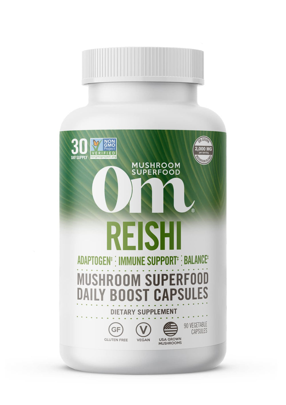 OM Mushroom Reishi Capsules bottle front view