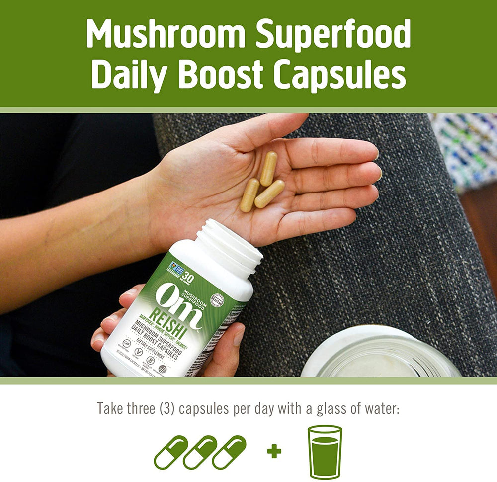 USA-grown Om Mushroom package and logo