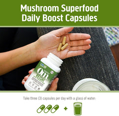 USA-grown Om Mushroom package and logo
