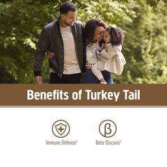 Label close-up of Om Mushroom Superfood Turkey Tail Powder ingredients