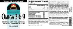 Ingredients and data panel for Omega 3-6-9
