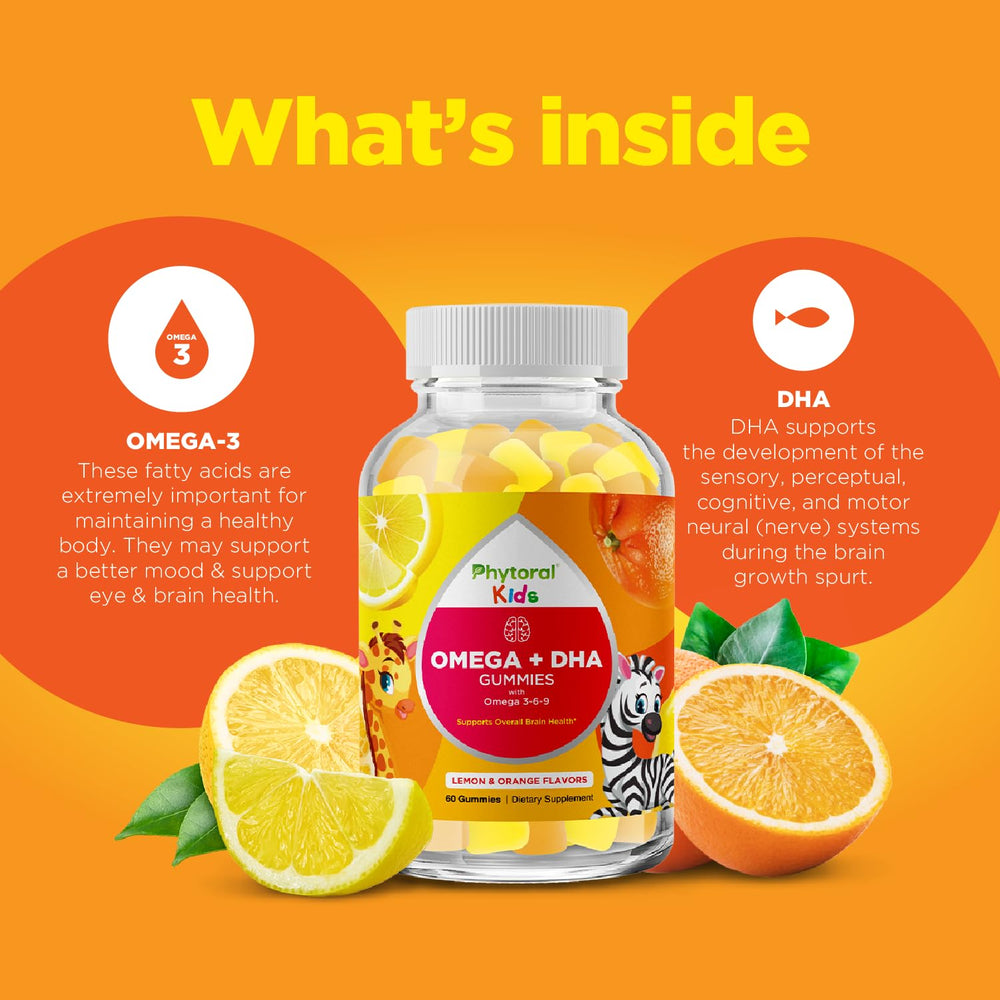 Illustration of omega-3-6-9 benefits for children