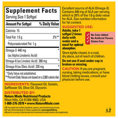 Softgels containing omega-3-6-9 from flaxseed, safflower and olive oil