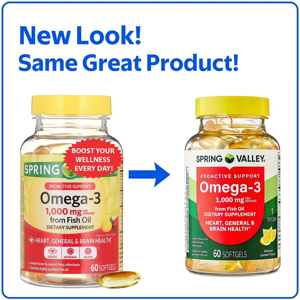 60-count bottle packaging for omega-3 fish oil softgels