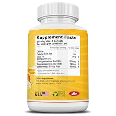 Label highlights EPA 1200mg and DHA 900mg per serving